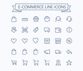 Shopping, e-commerce, online store, ecommerce vector thin line mini icons set. 24x24 Grid. Pixel Perfect.Editable stroke.