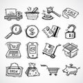Shopping e-commerce sketch icons set vector design illustration Royalty Free Stock Photo