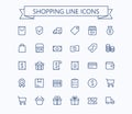 Shopping and E-commerce vector mini icons set. Thin line outline 24x24 Grid.Pixel Perfect