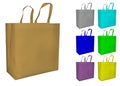 Shopping eco bags, color bags, non woven friendly bags on White background