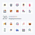 20 Shopping And Ecommerce Flat Color icon Pack like package percentage call offer discount