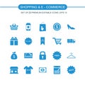 Shopping and Ecommerce icons set blue Royalty Free Stock Photo