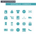 Shopping and Ecommerce icons set blue Royalty Free Stock Photo