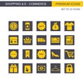 Shopping and Ecommerce icons set yellow and grey Royalty Free Stock Photo