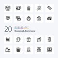 20 Shopping And Ecommerce Line icon Pack like phone buy box shopping box