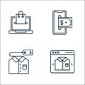 Shopping ecommerce line icons. linear set. quality vector line set such as online shopping, t shirt, invoice