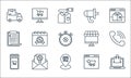 Shopping ecommerce line icons. linear set. quality vector line set such as ecommerce, pin, shopping online, ecommerce, envelope,