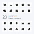 20 Shopping  Ecommerce Solid Glyph icon Pack like report analytics ecommerce package delivery delivery truck Royalty Free Stock Photo