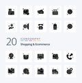 20 Shopping And Ecommerce Solid Glyph icon Pack like shop call shop box secure