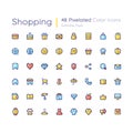 Shopping editable pixel color ui icons set