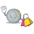 Shopping Ethereum coin character cartoon