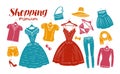 Shopping, fashion, clothes shop, boutique banner. Clothing silhouettes. Vector illustration