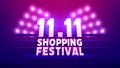 11.11 Shopping festival banner template. World shopping day sale 11.11 discount vector banner