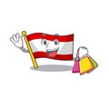 Shopping flag austria flying at cartoon pole