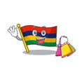 Shopping flag mauritius hoisted above cartoon pole