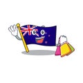 Shopping flag new zealand isolated on character