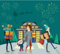 Shopping Gifts on Winter Holidays Vector Concept