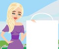 Shopping girl sale card Royalty Free Stock Photo