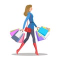Shopping girl. Woman with colourful shopping bags.Sale concept Royalty Free Stock Photo