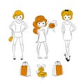 Shopping girls with sale bags