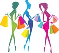 Shopping girls silhouettes Royalty Free Stock Photo