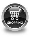 Shopping glossy black round button Royalty Free Stock Photo