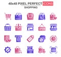 Shopping glyph icon set. Flat vector bundle