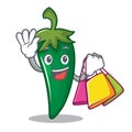 Shopping green chili character cartoon