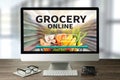 Shopping groceries on online supermarket for food grocery shop Royalty Free Stock Photo