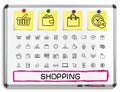 Shopping hand drawing line icons