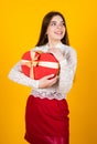 Shopping on holidays. time for presents. happy birthday. child with box. best present ever. be my valentine. happy Royalty Free Stock Photo