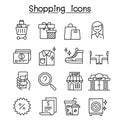 Shopping icon set in thin line style Royalty Free Stock Photo