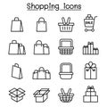 Shopping icon set in thin line style Royalty Free Stock Photo