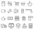 Shopping icons set. Vector isolated outline illustrations set