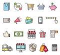 Shopping icons set. Vector isolated colorful flat style illustrations Royalty Free Stock Photo