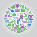 Shopping icons in circle Royalty Free Stock Photo