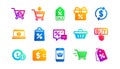 Shopping icons. Gift, Percent sign and Sale discount. Classic icon set. Vector