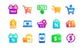 Shopping icons. Gift, Percent sign and Sale discount. Classic icon set. Vector