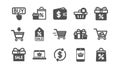 Shopping icons. Gift, Percent sign and Sale discount. Classic icon set. Vector