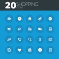 Shopping icons on round blue buttons