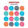 Shopping icons. Shirt, gift box and currency. Royalty Free Stock Photo