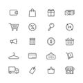 Shopping icons stock vector set black stroke on white background