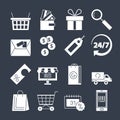 Shopping icons vector set . Purchase and delivery collection. Online or offline shopping sign. Money sale