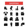 Shopping illustration, thin line icons, linear flat signs, vector symbols Royalty Free Stock Photo