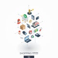 Shopping integrated 3d web icons. Digital network isometric concept.