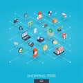 Shopping integrated 3d web icons. Digital network isometric concept.