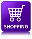 Shopping purple square button Royalty Free Stock Photo