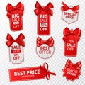 Shopping labels. Red price tags special offer, sale retail, promotion messaging christmas pricing, discount label with Royalty Free Stock Photo