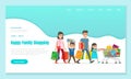 Shopping Landing Web Page, Family with Shop Bags Royalty Free Stock Photo