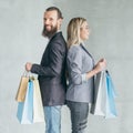 Shopping lifestyle casual couple holding bags Royalty Free Stock Photo